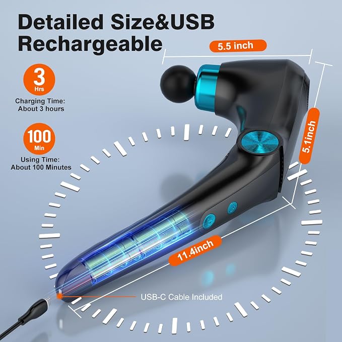 Back Massager with Heat & Cold Therapy, Foldable Deep Tissue Massage Gun - Image 7