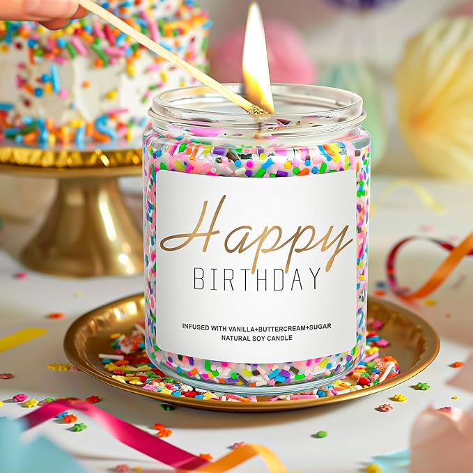 Candles for Birthday, Vanilla Cream Scented Candle 7OZ, Happy Birthday Candle - Image 4