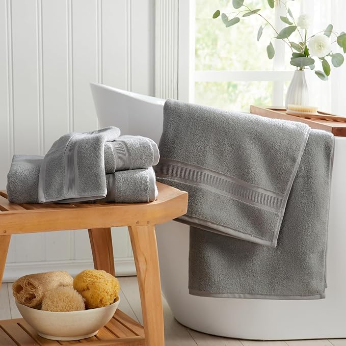 Springtree Home Luxury Bamboo Rayon Bath Towel Set of 4 | 35% Bamboo Rayon - Image 4