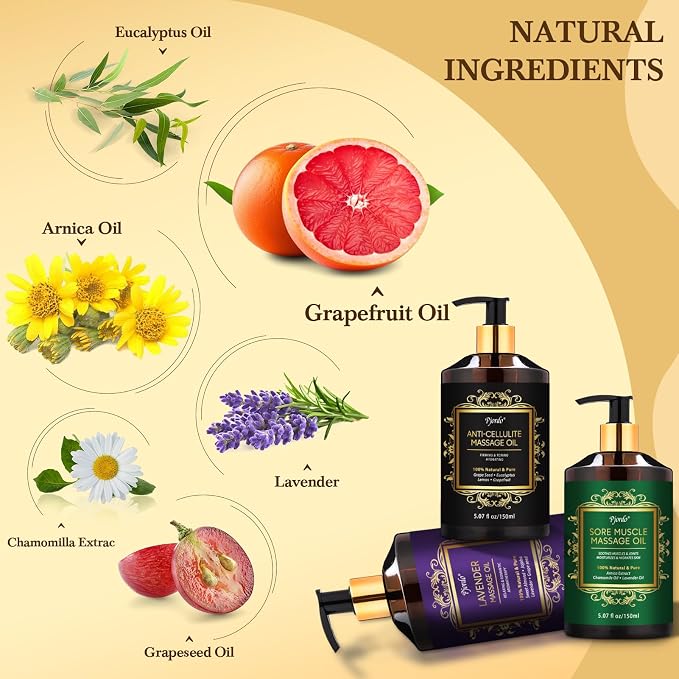 Pjordo 3 Pack Massage Oil for Massage Therapy, Lavender Oil for Relaxation - Image 2