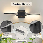 Joossnwell Vanity Light for Bathroom Lighting Fixtures Over Mirror Black - Image 8