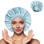 Shower Cap for Women, Double Layer Waterproof Bath Cap, Reusable Hair Protector - Image 2