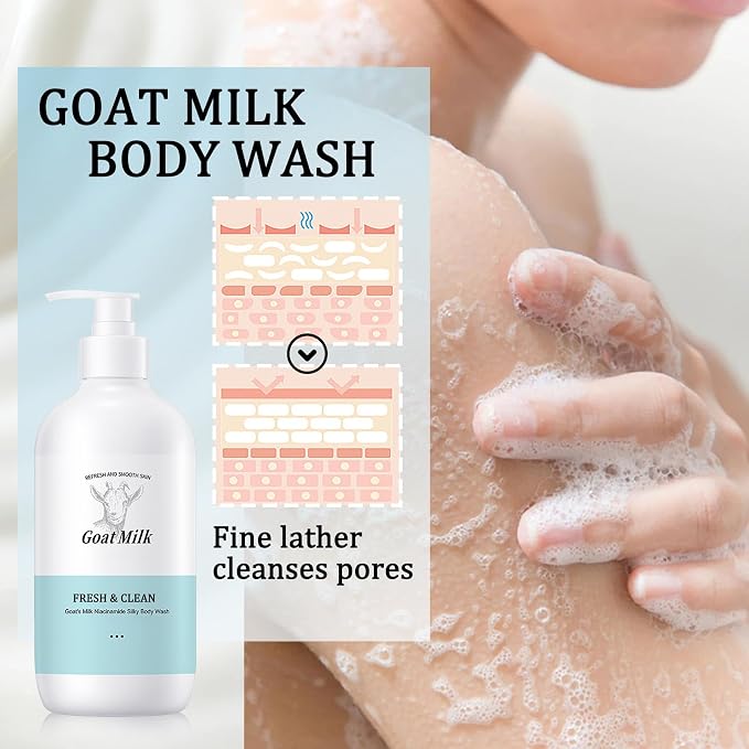 Goat Milk Body Wash, Gentle Silk Soft Foaming Milk Bath, Moisturizing Body - Image 2