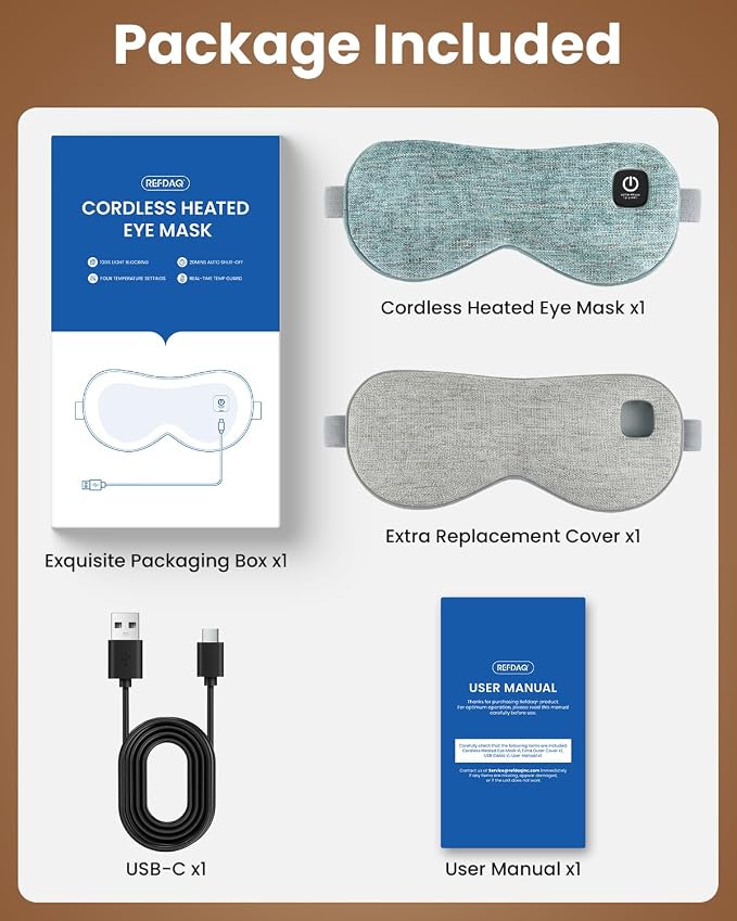 Cordless Heated Eye Mask with 1500mAh Large Battery, 4 Heat Levels & 100% - Image 9