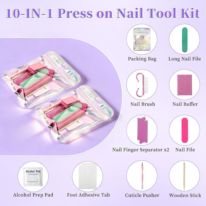 TADOPRO Press On Nail Tool Kit, Disposable Nail Prep Kit - Image 2