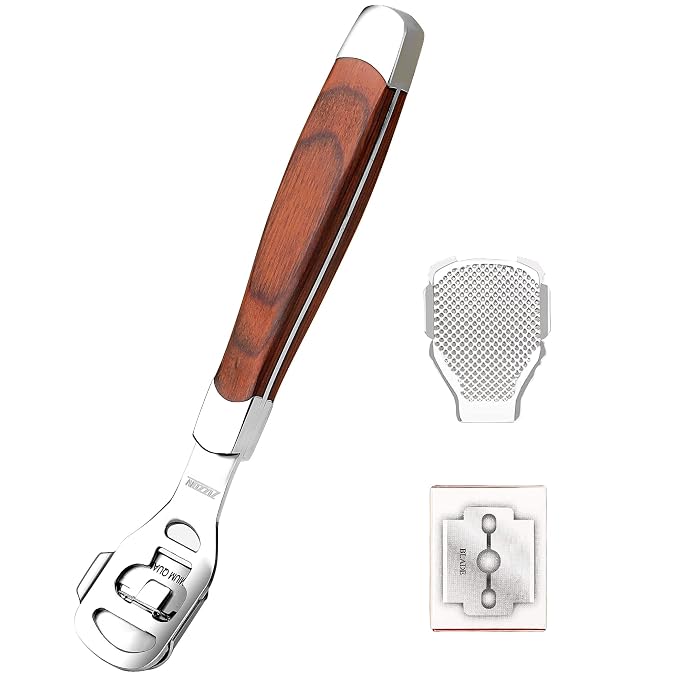 ZIZZON Foot Care Pedicure Callus Shaver Hard Skin Remover Wood Handle 10 Blades by ZIZZON