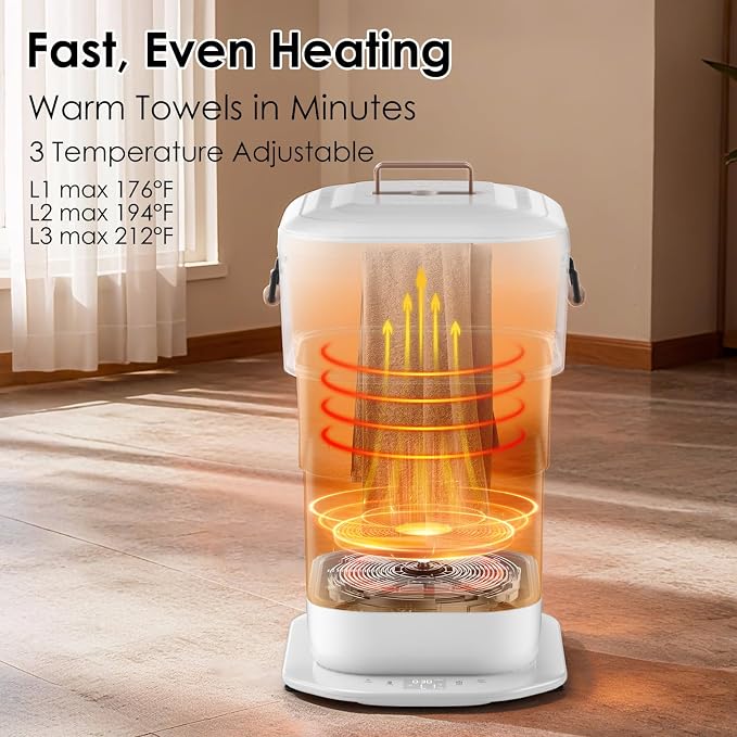 MFTEK 27L Towel Warmer for Bathroom, Foldable Heated Towel Warmers Bucket - Image 3