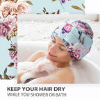 INNELO Luxury Shower Cap for Women Reusable Waterproof, Double Layered Shower - Image 5