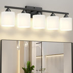Bathroom Black Lighting Fixtures Over Mirror, Anti-Rust 5-Light Bathroom Vanity - Image 2