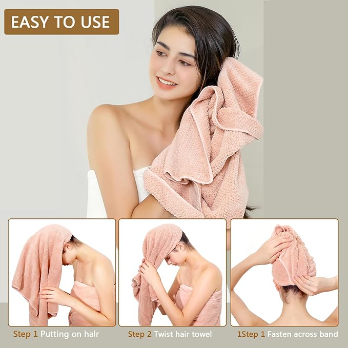 Microfiber Hair Towel Quick Dry Hair Towel Hair Drying Towels Suitable - Image 3