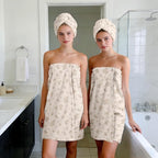 Absorbent Bath Towel Wrap Set for Women, Small Flower Print Towel Wrap After - Image 7
