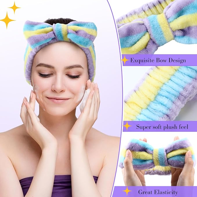WILLBOND 24 Pieces Spa Headband Bulk Skincare Headbands Face Wash Makeup - Image 4