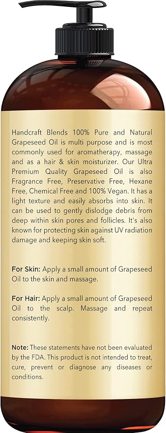 Handcraft Blends Grapeseed Oil | 100% Pure and Natural | Bath & Body Oil | - Image 3