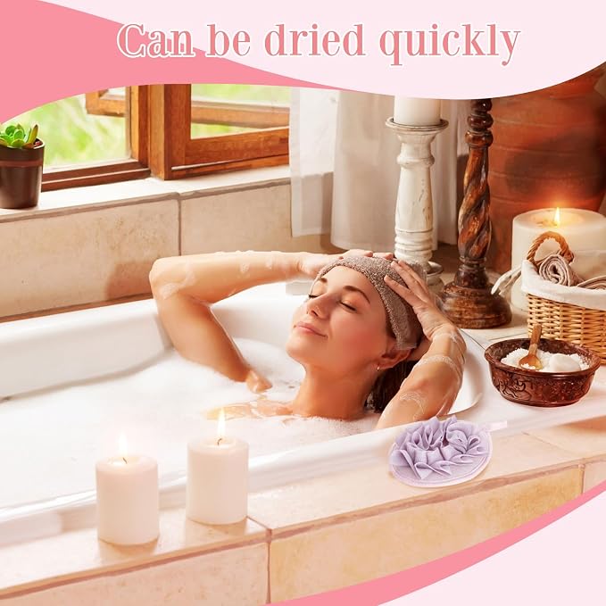Boao 3 Pcs Bath Shower Pouf Sponge Mesh Pouf Shower Ball Exfoliating Body - Image 5