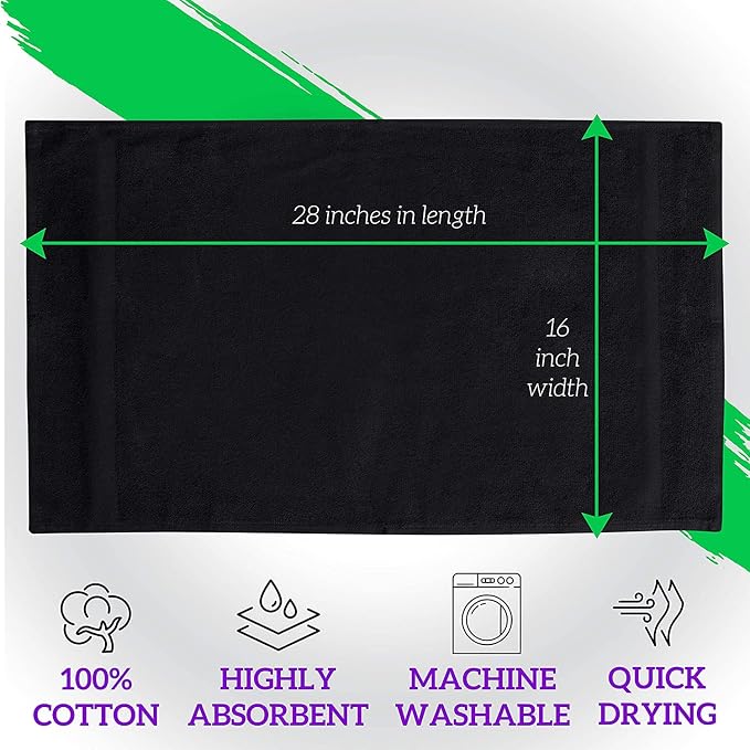 GREEN LIFESTYLE Black Bleach Proof Towels Bulk Sets 100% Cotton 16' X 25' - Image 2