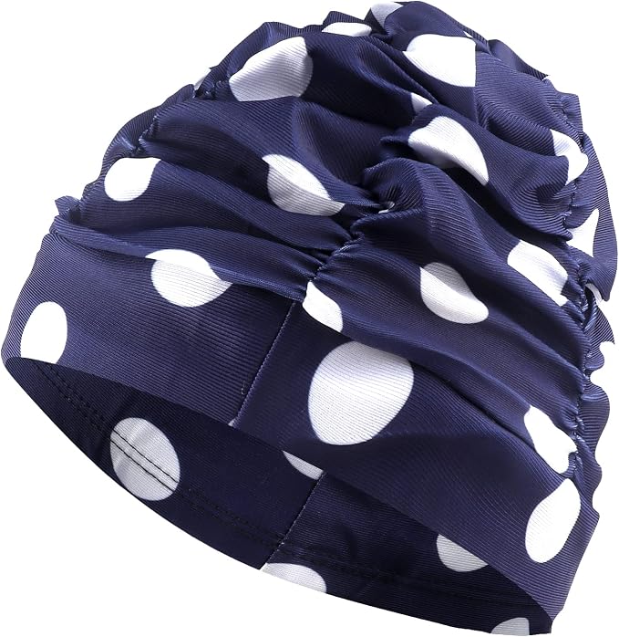 Swim Caps for Women Swimming, Comfort Pleated Swimming Cap for Long Hair by PICKAHAT