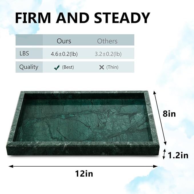 Real Natural Marble Tray for Bathroom, Kitchen and Desktop, Rectangle Genuine - Image 2