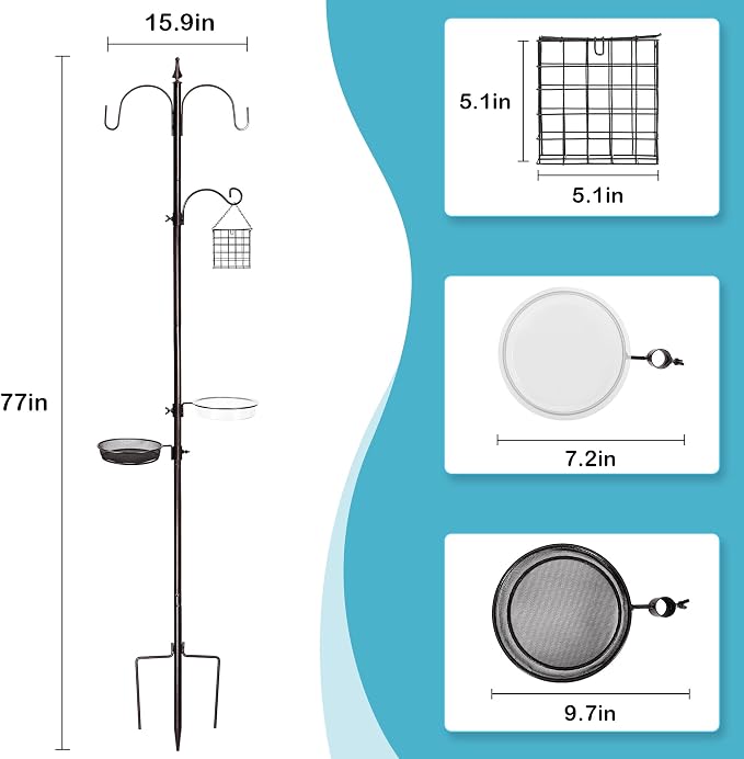 YINGYM Bird Feeder Stand Pole, 77 Inch Feeding Station Kit - Image 2