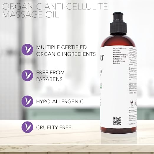 PURA D’OR 16 Oz Organic Anti-Cellulite Massage Oil - Image 6