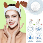 Jowmoy Cute blue antlers Headband Frog Eye Elastic to Wash Face - Image 4