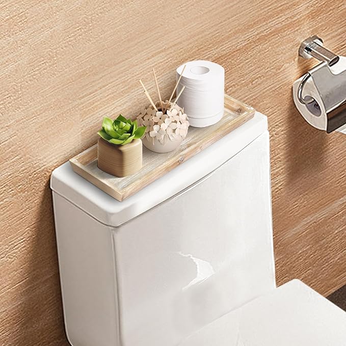 MAONAME Wash White Bathroom Vanity Tray, Rustic Long Narrow Tray, Rectangle - Image 4