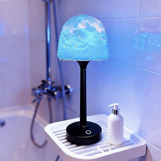 Waterproof Bathroom Lamp with 16 Color Ocean Wave Projector, Rechargeable by LAYSHINEEN