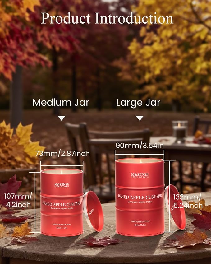 M&SENSE Baked Apple Scented Candles Large, Natural Soy Candles 21.2oz 120 Hour - Image 5