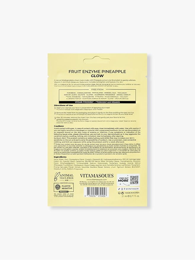 Vitamasques Pineapple Face Sheet Mask 7 Pack - Image 7