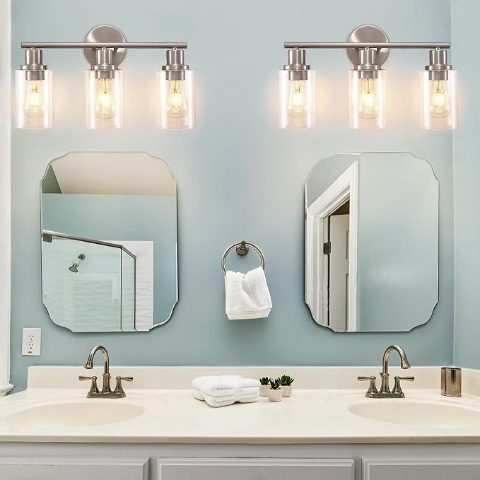 DLLT 3-Light Bathroom Light Fixtures: Nickel Modern Vanity Lights - Image 5