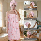 Absorbent Bath Towel Wrap Set for Women, Microfiber Shower Robe Body Towel - Image 2