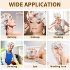 3 PCS Shower Caps for Women, Upgrade Comfortable & Extra Large & Double Layers - Image 6