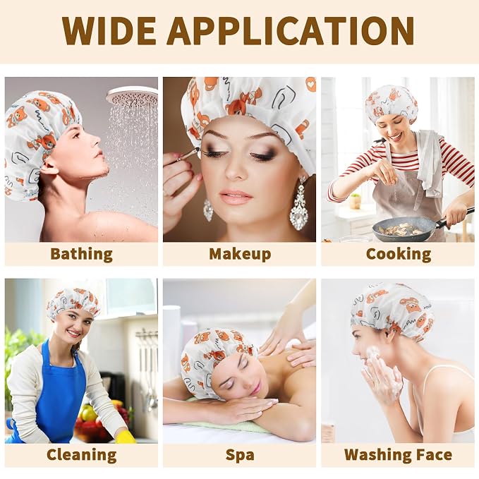 3 PCS Shower Caps for Women, Upgrade Comfortable & Extra Large & Double Layers - Image 6