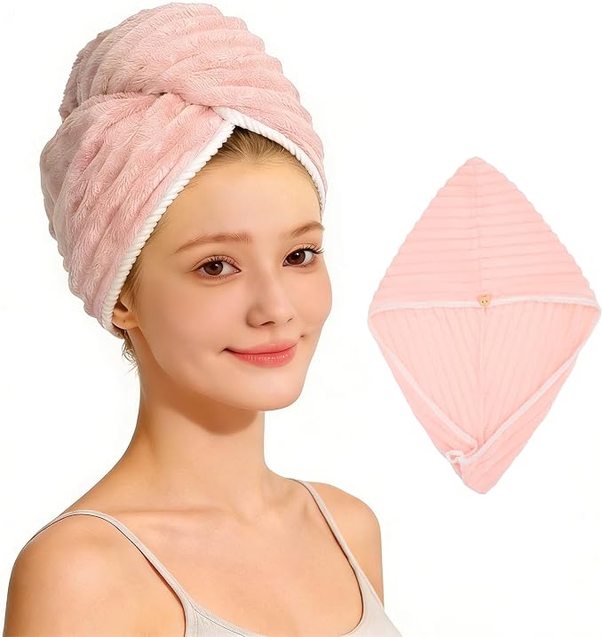 Microfiber Hair Towel Wrap for Women, Soft Lightweight Quick Dry Turban by Unknown