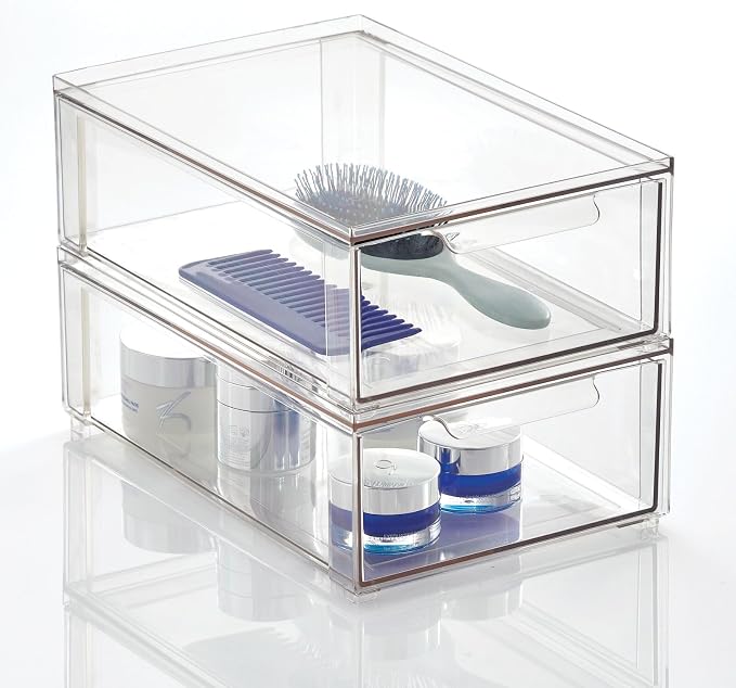 mDesign Plastic Stackable Bathroom Storage Organizer Bin - Image 8