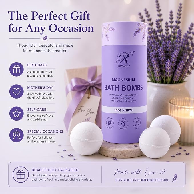 Magnesium Lavender Bath Bombs Gift Set – XL Epsom Salt Bath Bombs - Image 9