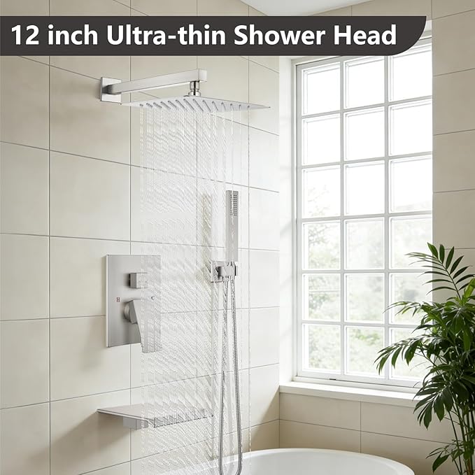 Midanya Shower System with Tub Spout, Bathtub Shower Faucet Set with Square - Image 2