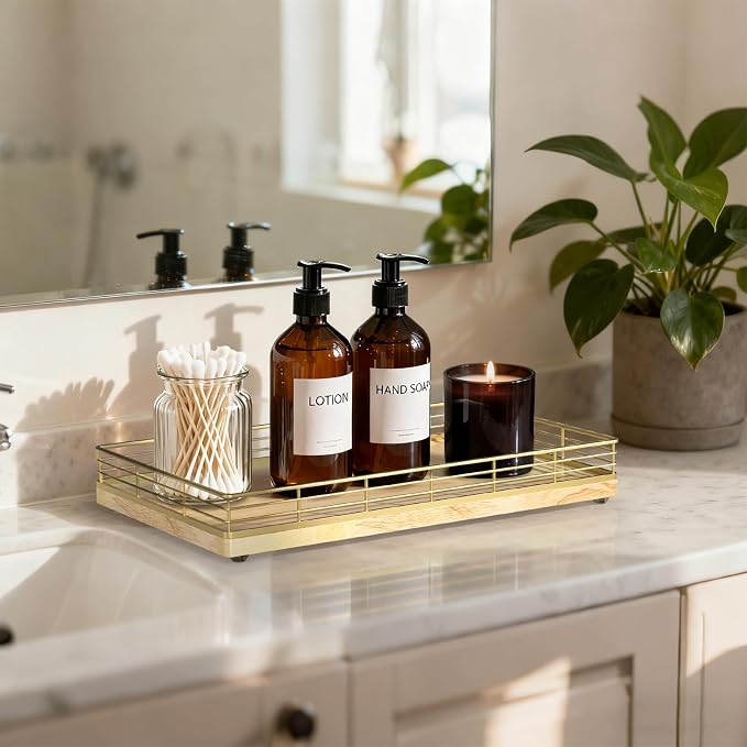 Large Bathroom Vanity Tray – 13" x 8" Oak Decorative Wooden Tray - Image 2