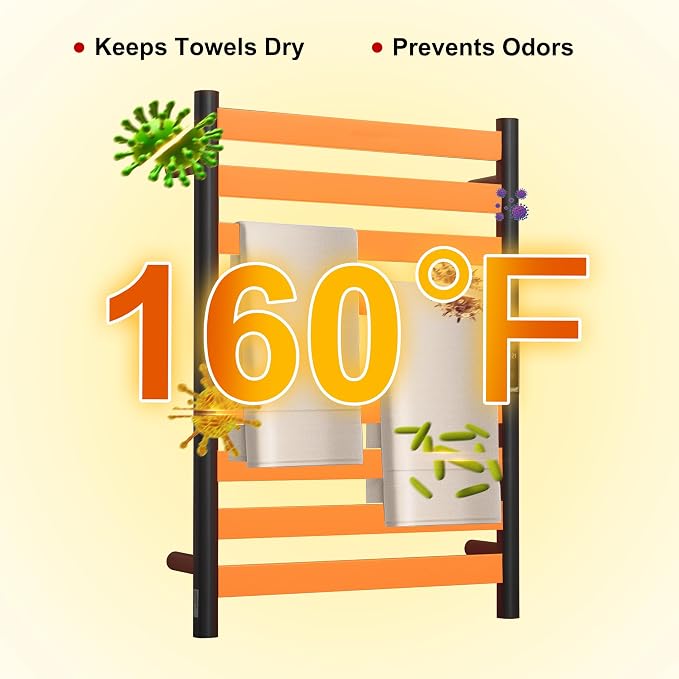 Heated Wall Mounted Electric Towel Warmer Rack, Timer & Temperature Control - Image 3