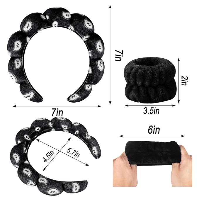 Zkptops Spa Headband for Washing Face Wristband Set Sponge Makeup - Image 6