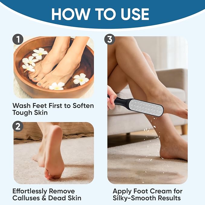 TEAWOO Double Sided Foot File and Callus Remover, Stainless Steel Waterproof - Image 6