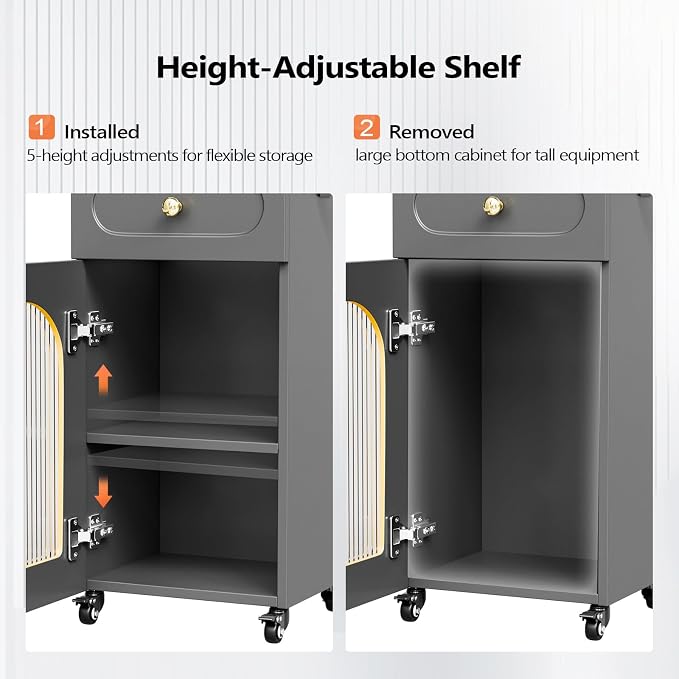 Salon Cart with Wheels & Adjustable Shelf, 3-Tier Rolling Beauty Trolley - Image 3