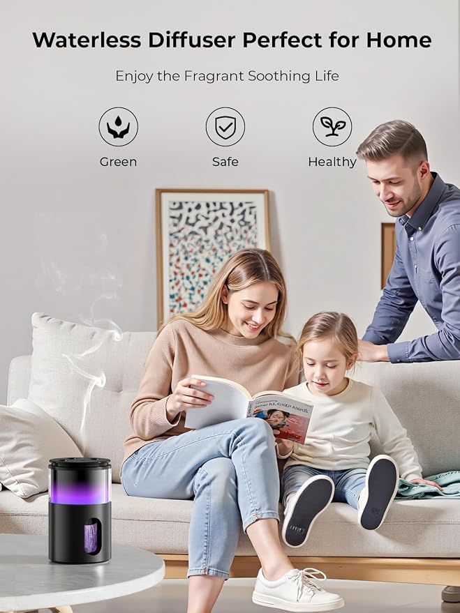 Waterless Diffuser for Essential Oil: Mini Battery Scent Diffuser for - Image 3