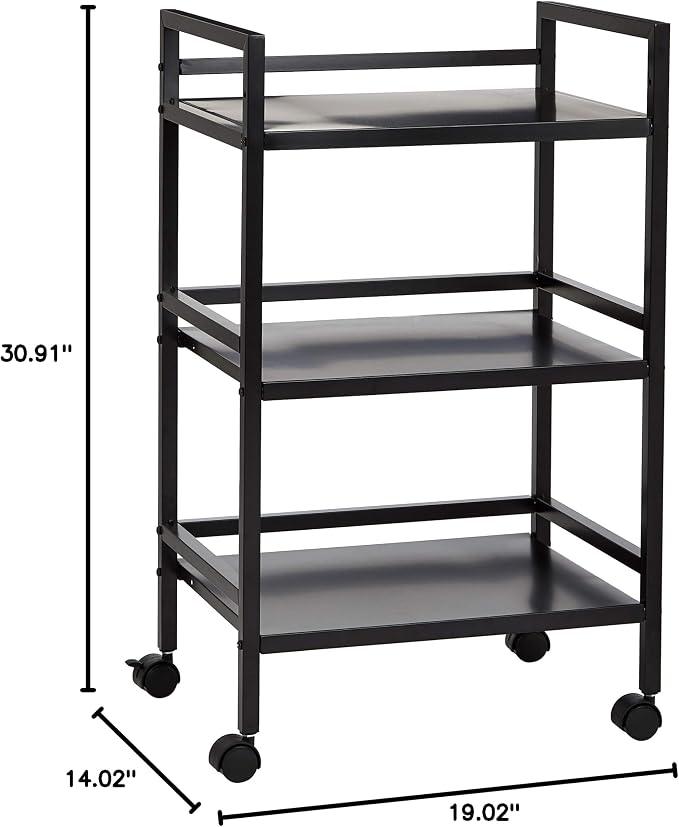 Amazon Basics 3-Tier Metal Rolling Utility Cart, Storage Organizer, Mobile - Image 8