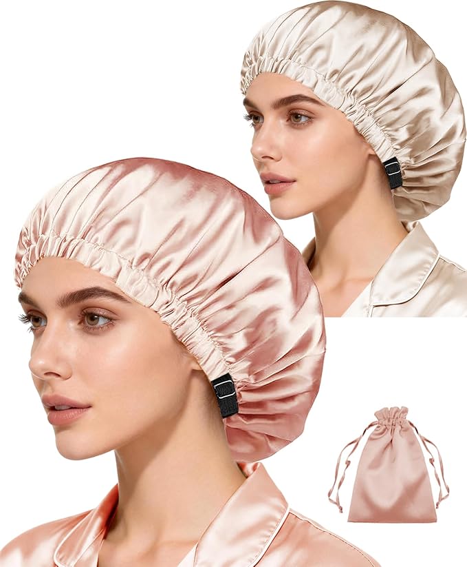 3Pcs Hair Bonnets For Sleeping Satin Bonnet For Women Silk Bonnets Womens Curly by WJingYiJia