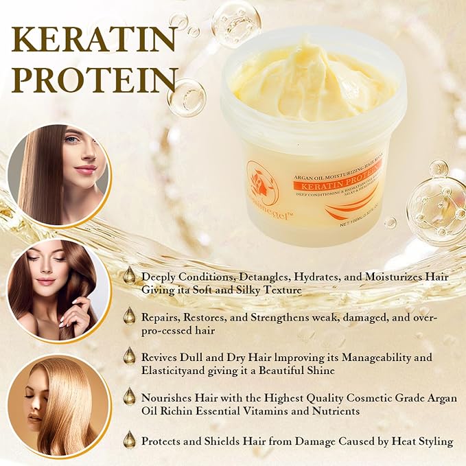 Collagen Hair Mask, Deep Repair Conditioning Argan Oil Hair Mask - Image 5