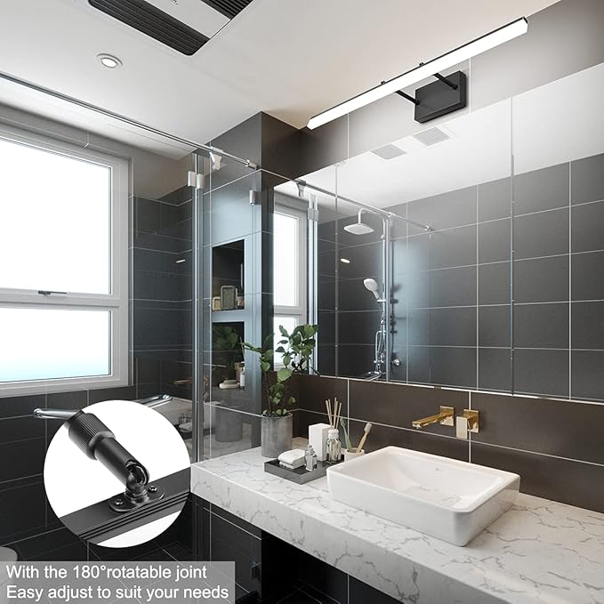 Aipsun 31.5 inch Modern Black Vanity Light Adjustable Bathroom Light Fixtures - Image 3