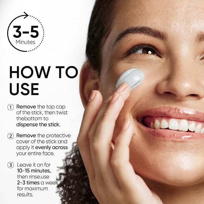 SKINTIFIC Amazonian White Clay Purifying Stick, Deep Clean Pores Mud Mask - Image 7