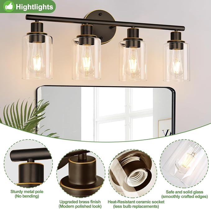 4-Light Bathroom Light Fixtures, Bathroom Wall Lamp - Image 4