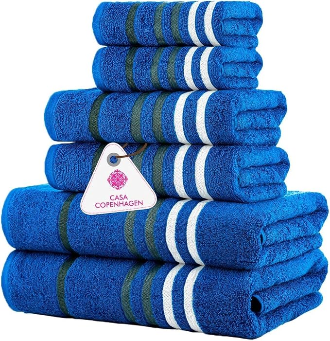 CASA COPENHAGEN Exotic 6Pcs 100% Egyptian Cotton Designer Towels Gift Set- by CASACOPENHAGEN
