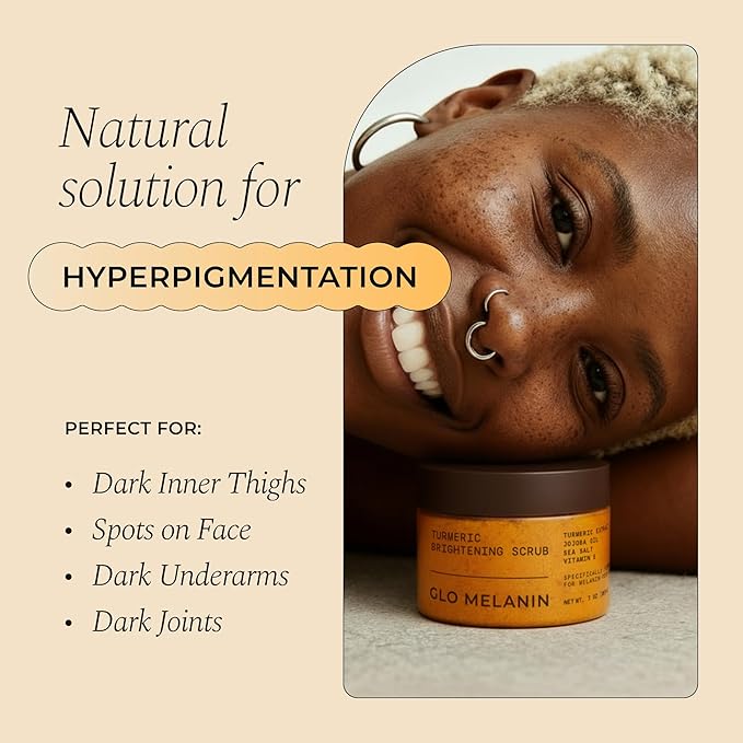 GLO Melanin Turmeric Scrub for Dark Spots, Brightening Inner Thighs Bikini Area - Image 2